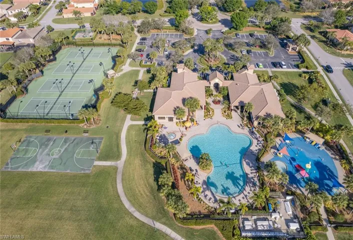 Aerial view of a pool area