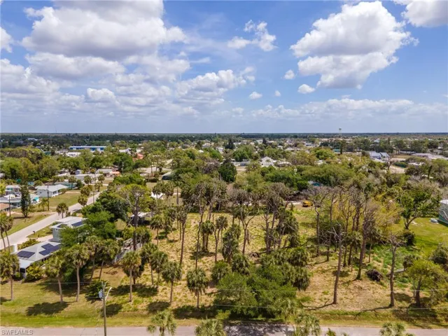 Expansive parcel featuring mature trees and palm trees, surrounded by residential properties