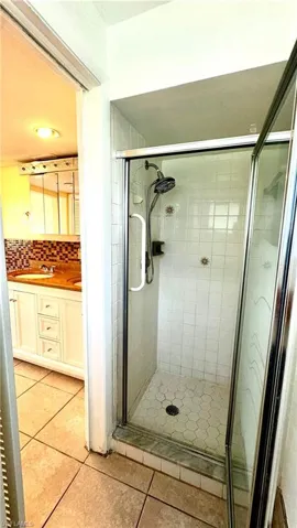 Walk in shower with new showerhead