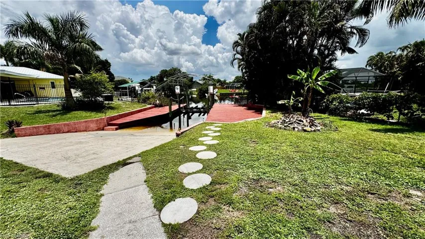 Backyard down to ramp and dock