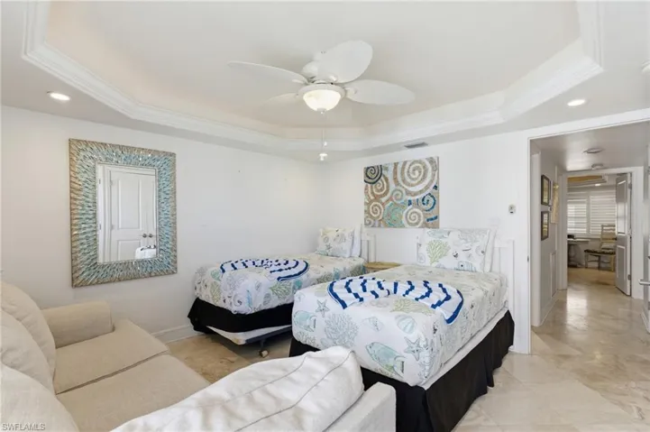 Guest Bedroom #2 with the tray ceiling for added indulgence.  Photo may be digitally enhanced.