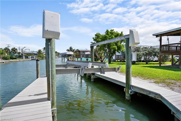 Dock with a water view and a yard