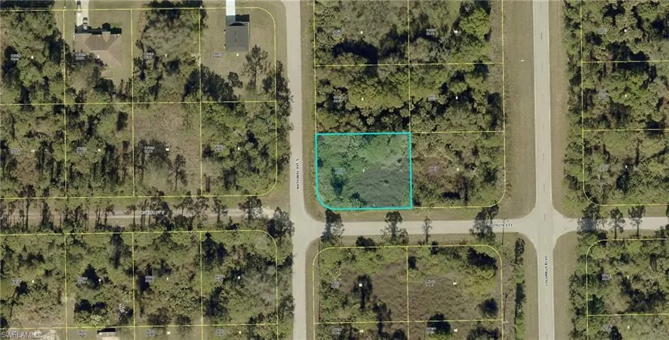 Aerial view of property's location with property boundaries highlighted