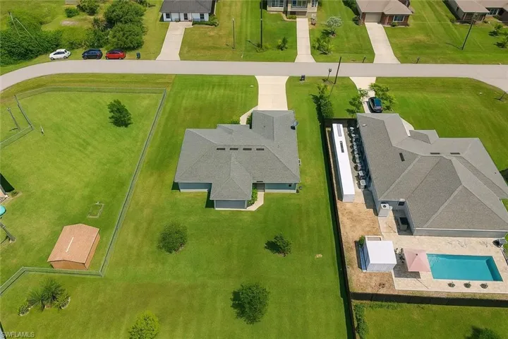 Aerial perspective of suburban area