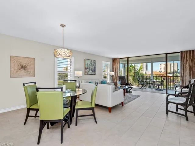 View of tiled dining space