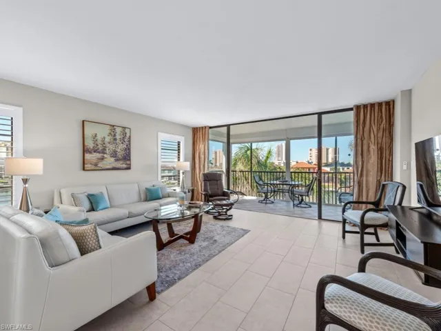 View of tiled living room