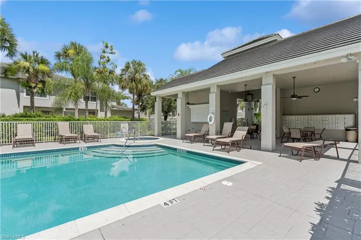View of pool featuring a patio and community kitchen and grill