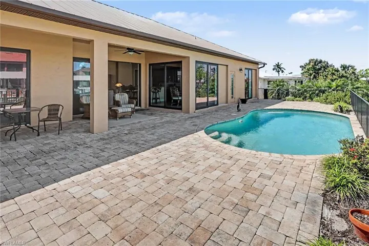 View of pool featuring patio surrounding it ready for entertaining or a quick dip.