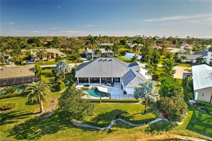 Birds eye view of the back of the home.