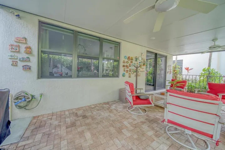 View of patio / terrace featuring ceiling fan