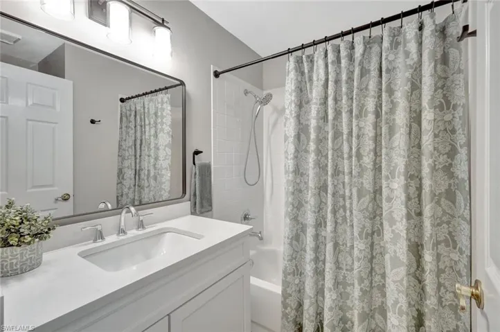 Updated guest bathroom with raised counters