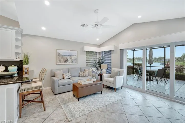 Family room with long-lake views and lanai access