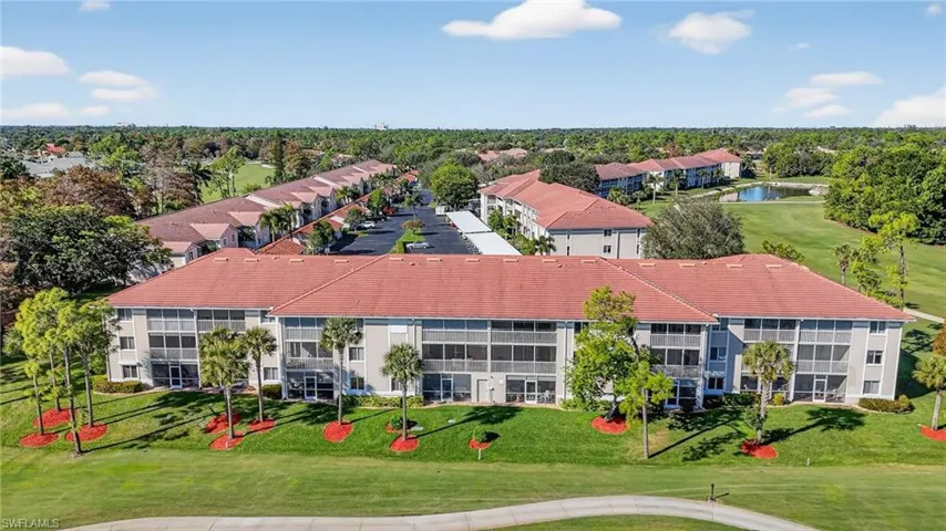 Bird's eye view of a local golf course and apartment complex / building