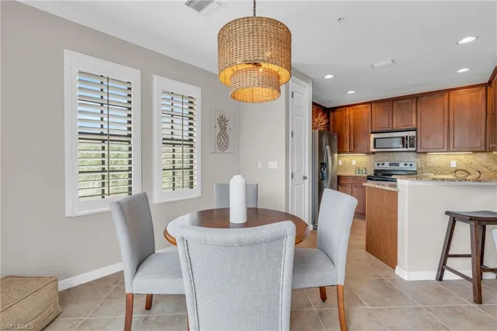 View of tiled dining space
