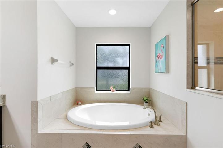 Serenity now! A large soaking tub awaits you