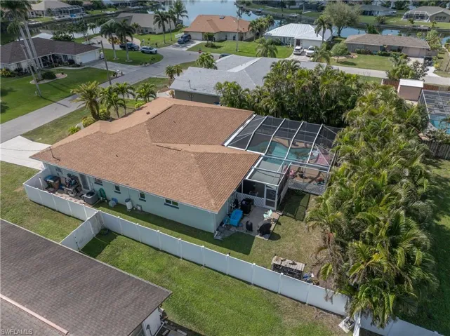 Aerial view of the east side of the home