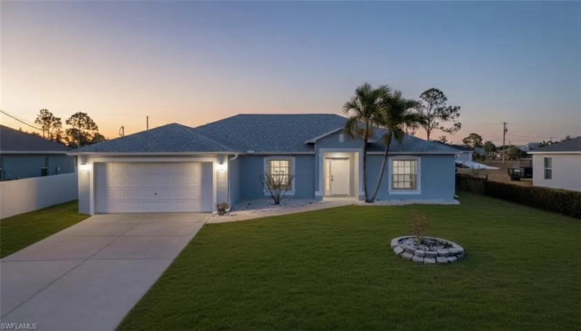 Ranch-style house featuring driveway, an attached garage, and stucco siding