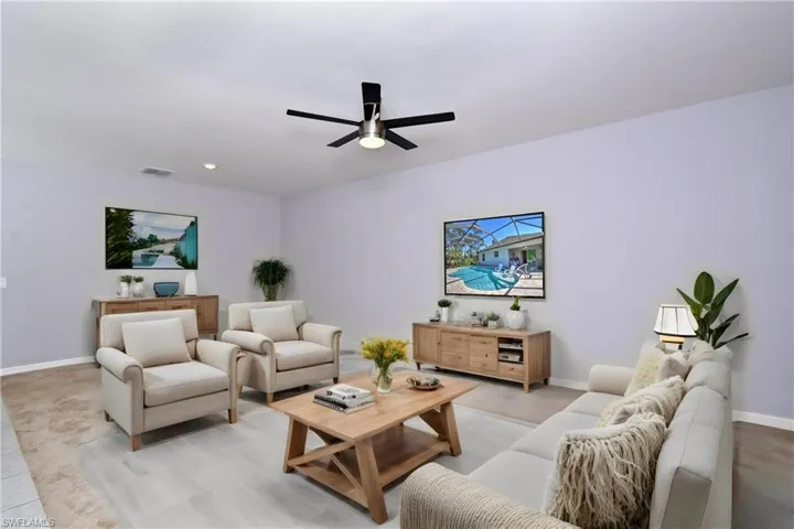 Living room with ceiling fan