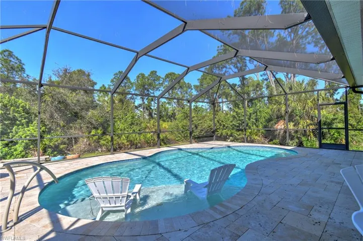 View of swimming pool featuring a lanai and a patio area
