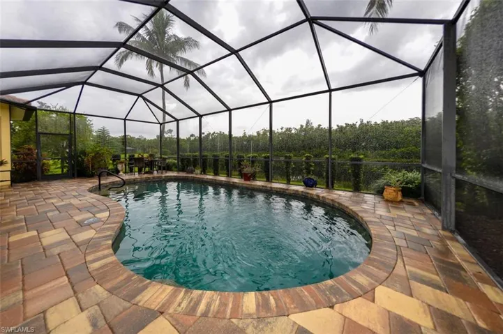 View of pool featuring a patio area and a lanai