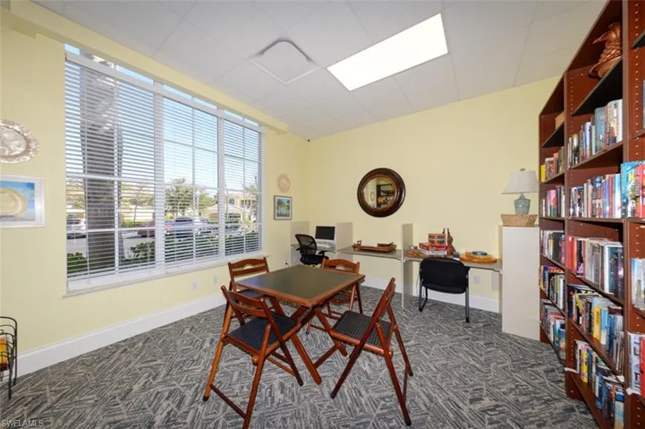 Community lending library and a quiet space to check email or surf the internet with community wifi