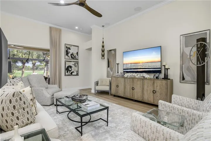 Large great room architecture, neutral color palette