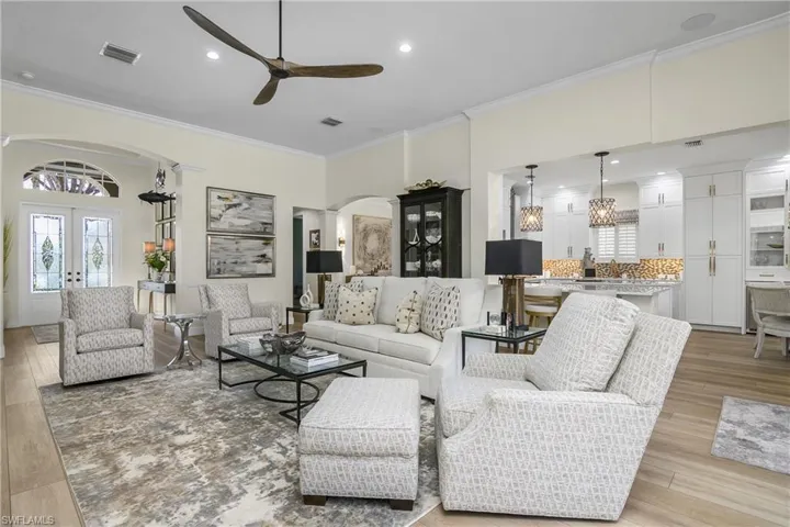 From entry to master bedroom suite...view toward foyer, dining room and remodeled kitchen