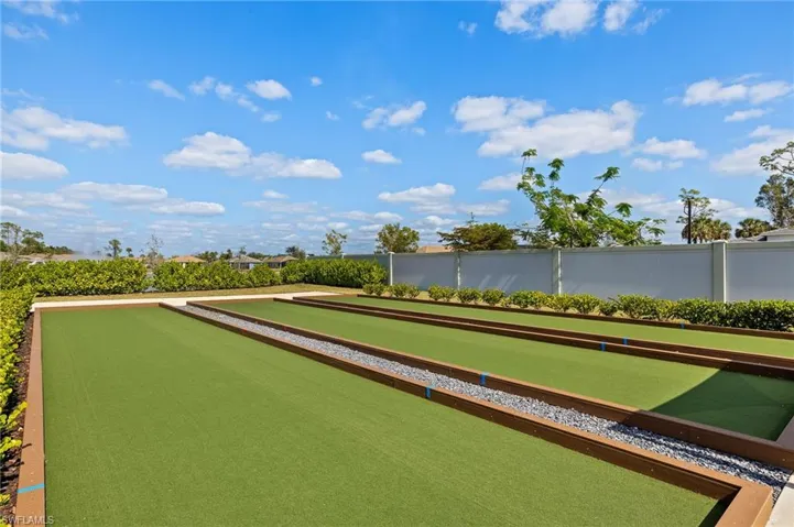 View of bocce courts