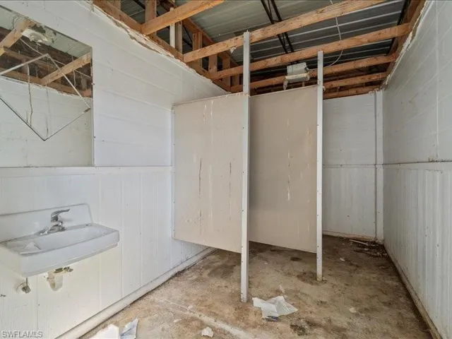 Basement featuring sink
