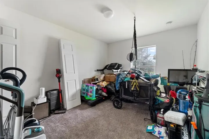 Recreation room with carpet