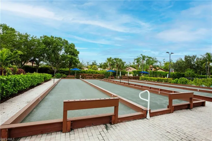 View of bocce ball court