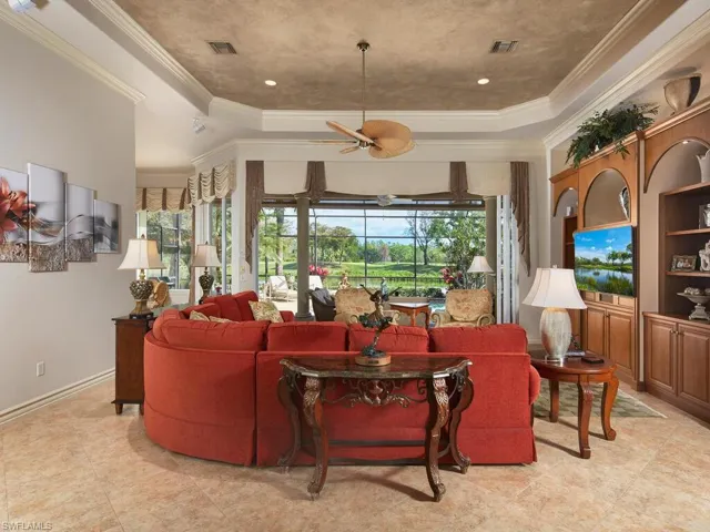 Signature feature: Expansive 22'x20' Great Room and what a WOW view. Ceramic tile flooring and tray ceiling.
