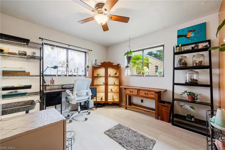Office area with ceiling fan