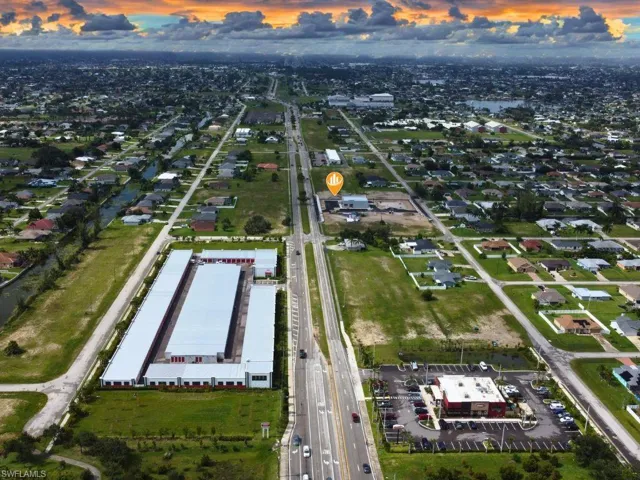 View of aerial view at dusk