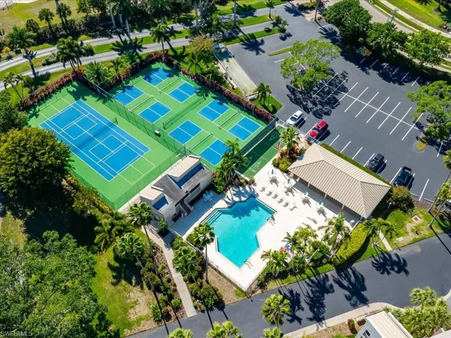 Aerial view of a pool area