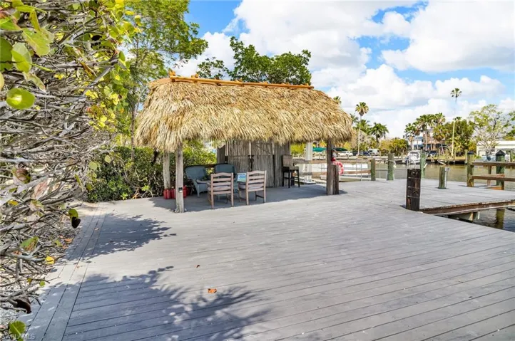 Dock area featuring a water view