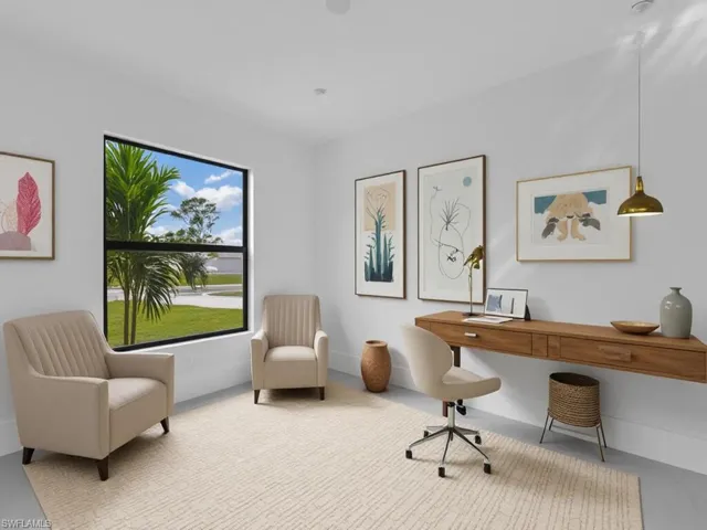 Office area with baseboards