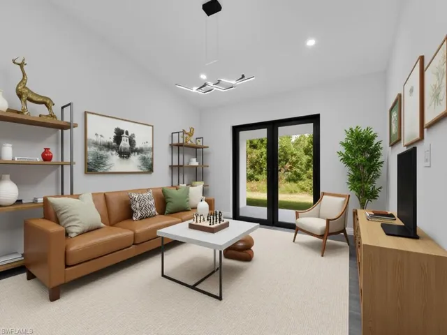 Living area featuring recessed lighting and wood finished floors