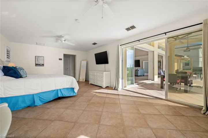 Primary Bedroom with Direct access to the patio and pool