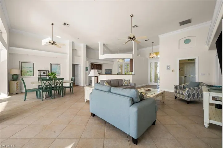 Over 12 foot ceilings in the main living area