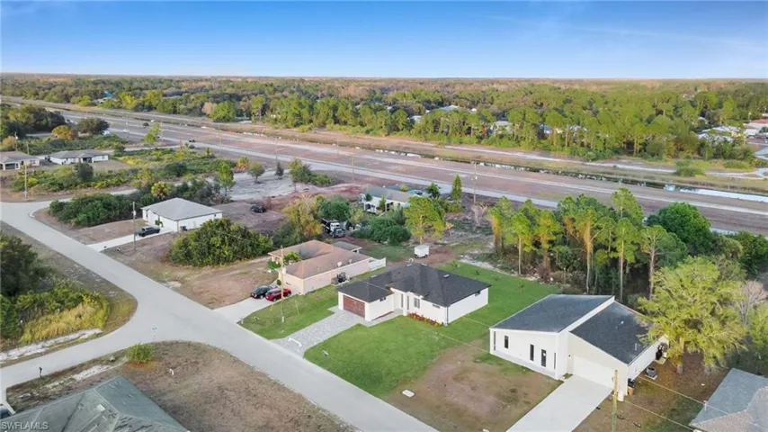 Aerial perspective of suburban area