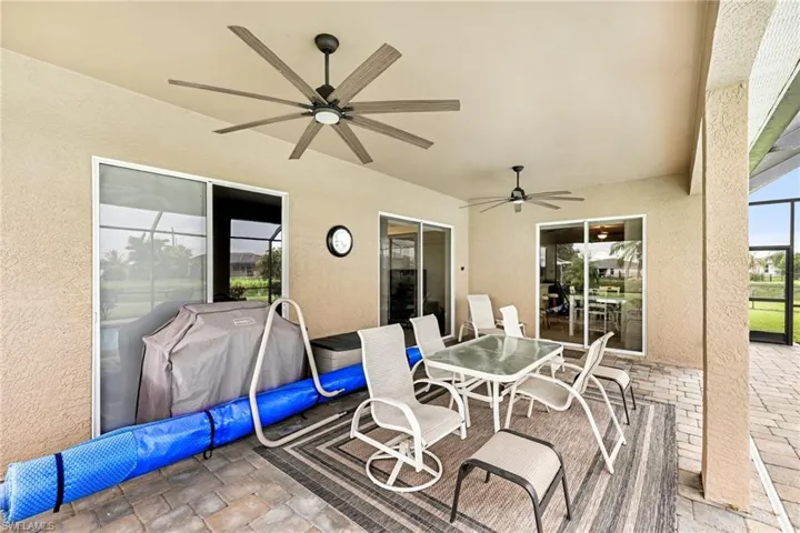 View of patio / terrace featuring ceiling fan