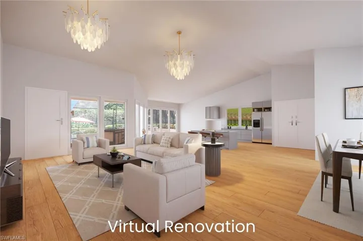 Virtual Renovation and virtual staging - Great Room, Kitchen and Dining