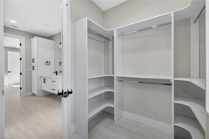 Spacious closet featuring light wood-style floors