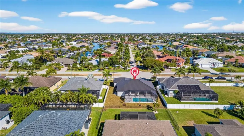 Aerial perspective of suburban area
