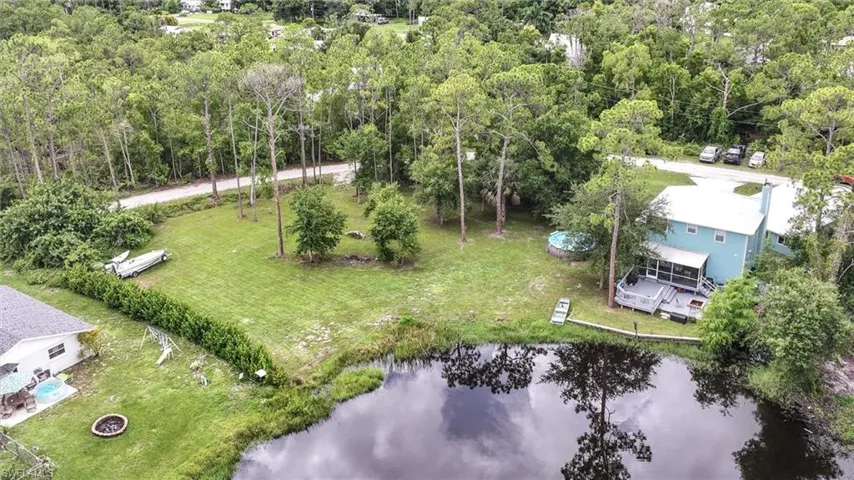 Drone / aerial view of a nearby body of water