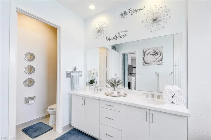 Dual Vanities, large cabinet storage