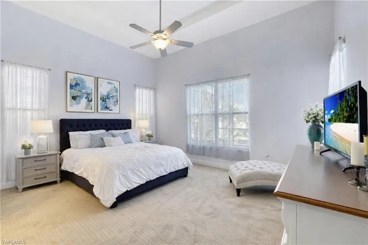Digitally staged master bedroom
