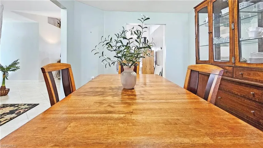 View of tiled dining area