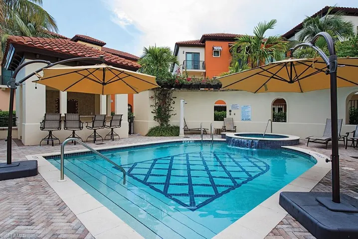 Residences pool right next to the boat slip